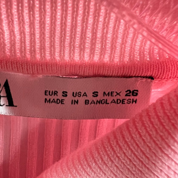 Zara Womens Ribbed Turtleneck Crop Sweater S Pink Fitted Balletcore Clean Girl - Picture 4 of 7